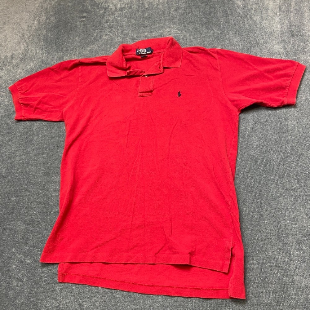 VTG Polo By Ralph Lauren Polo Shirt Mens Large Red Cotton Pony Logo Hi Lo